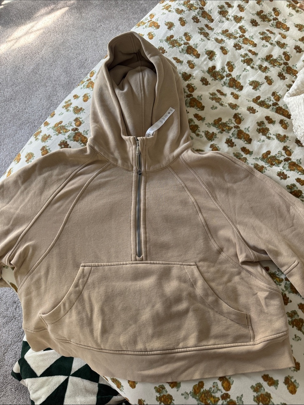lululemon athletica beige scuba half-zip hoodie